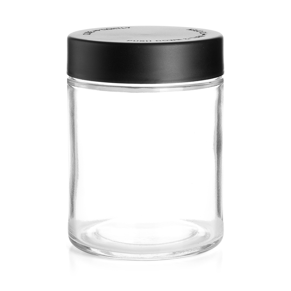 Black Lid Clear Base 18oz Flower Jar