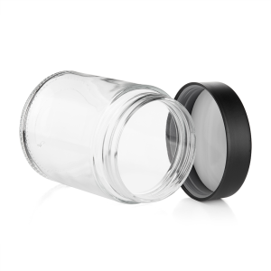 Black Lid Clear Base 18oz Flower Jar